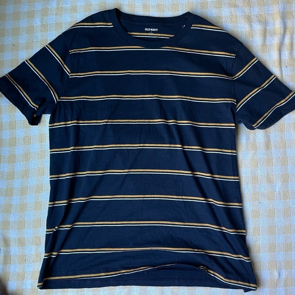 Old Navy Blue and Yellow Striped Tee - Picture 2 of 4